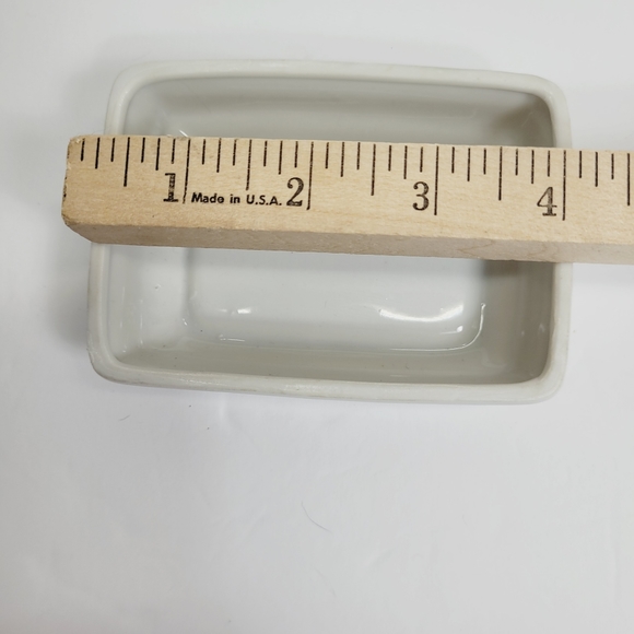 * Ceramic trinket jewelry box rose painted detail 4"X 1.5" vintage  japan - Picture 3 of 13